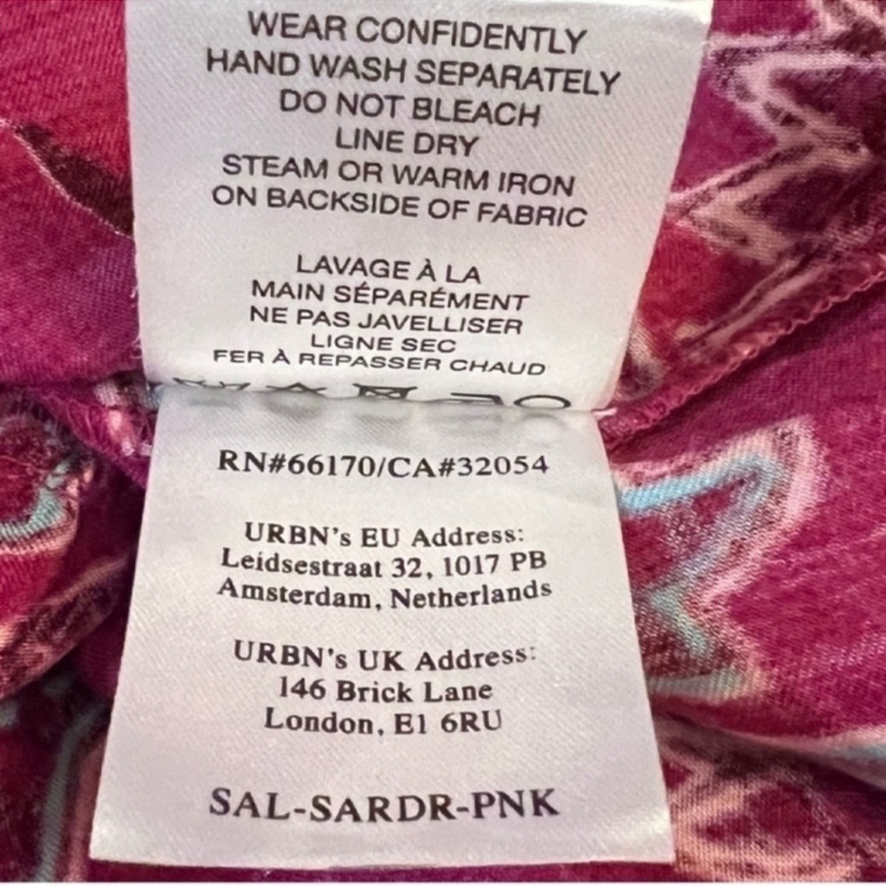 Anthropologie Omika Pia Caftan Boho Ethereal Beachy Maxi Dress Pink + Floral XS - Picture 12 of 14